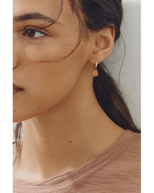 By Anthropologie Orange Gemstone Huggie Hoop Earrings