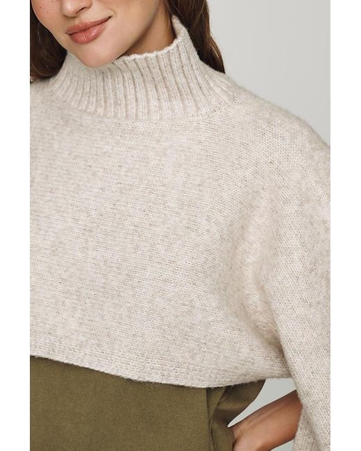By Anthropologie Natural Funnel-Neck Cropped Shrug Poncho