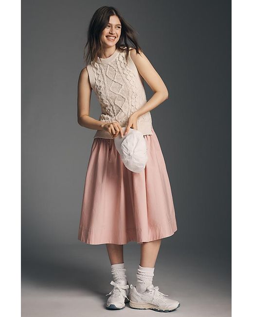 By Anthropologie Gray Twofer Sleeveless Poplin Midi Dress