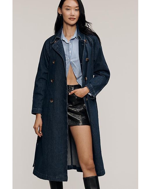 Pilcro Blue Denim Trench Coat