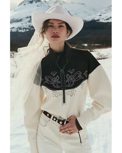 By Anthropologie Blue Studded Western Belt