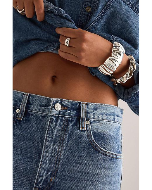FRAME Blue The Bow High-Rise Barrel Jeans