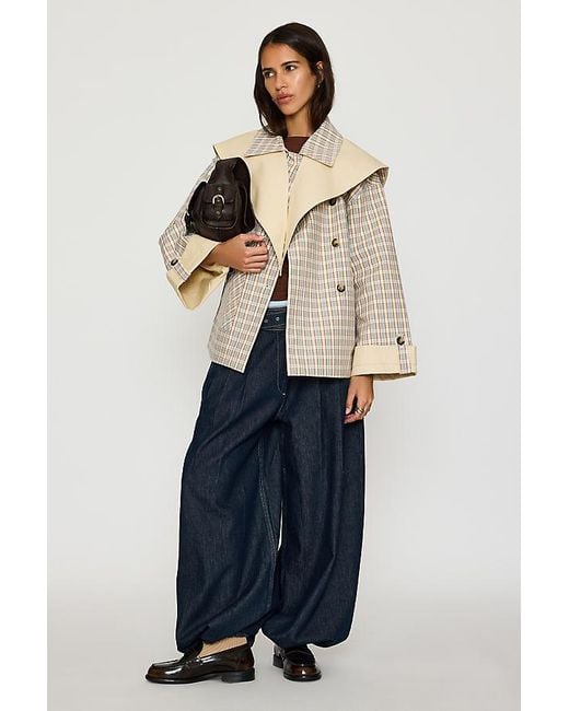 Damson Madder Blue Jerry Reversible Crop Trench Coat