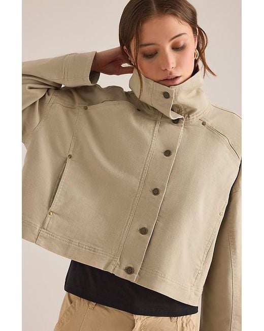 By Anthropologie Natural Funnel-Neck Utility Jacket