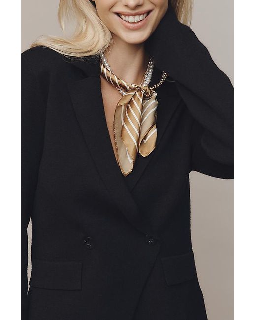 By Anthropologie Black Beaded Silk Scarf Collar Necklace