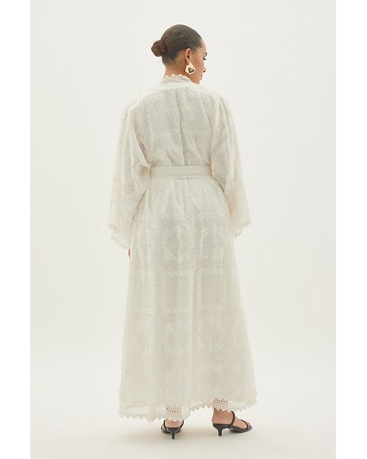 By Anthropologie Natural Embroidered Kimono