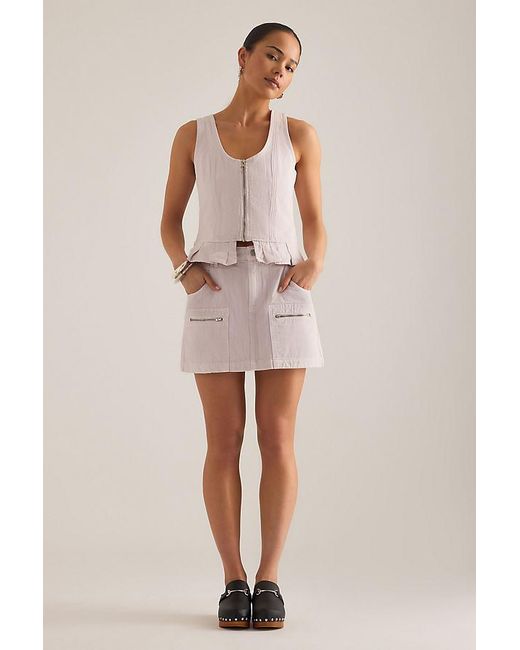 seventy + mochi Pink Naya Zip-Pocket Denim Mini Skirt