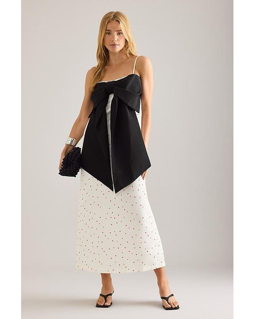 Stella Nova Black Heart Print Bow Midi Dress