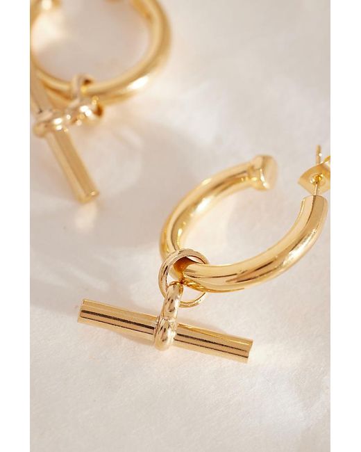 Tilly Sveaas Natural Gold-plated Large T-bar Hoop Earrings