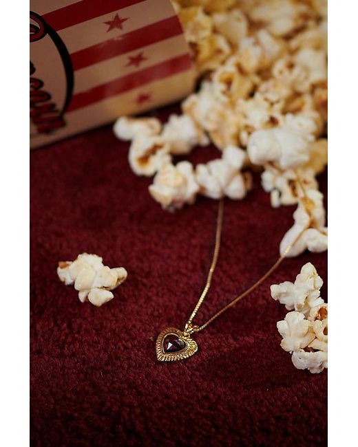 Rachel Jackson Black Mini Garnet Heart Necklace