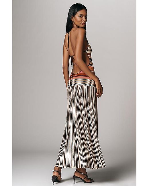 Faithfull The Brand Gray Maretta Knit Halter Drop-Waist Maxi Dress