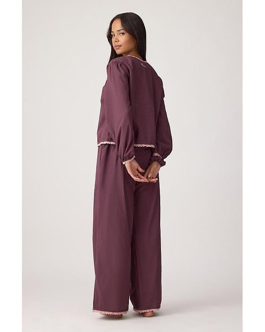 TBCo Purple Cotton-Linen Long Pyjama Set