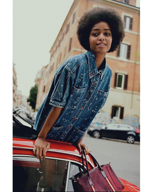Pilcro Blue Denim Buttondown Shift Dress
