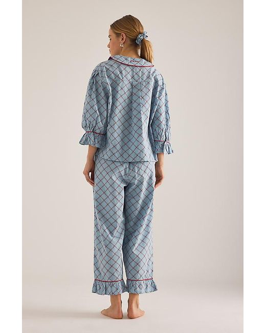 TBCo Blue Lattice Long Pyjama Set