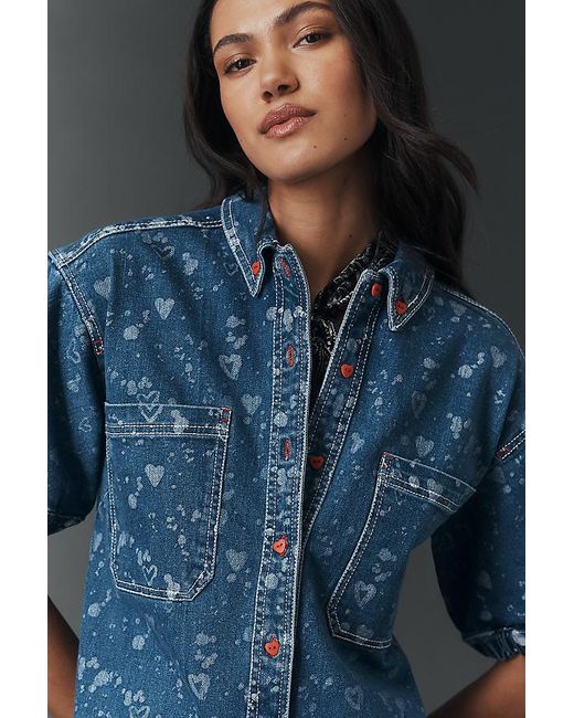 pilcro denim mini shift dress Pilcro Long-Sleeve Denim Micro Mini Shirt Dress
