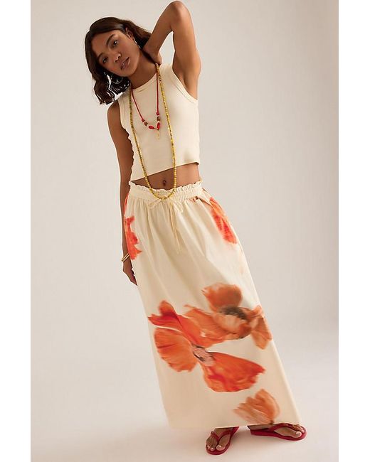 Never Fully Dressed White Blurred Floral Maxi Skirt