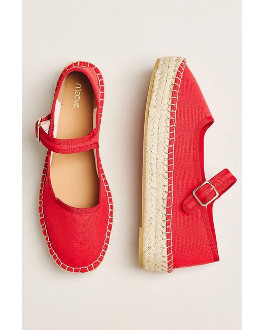 Maeve Red Mary Jane Espadrille Flats
