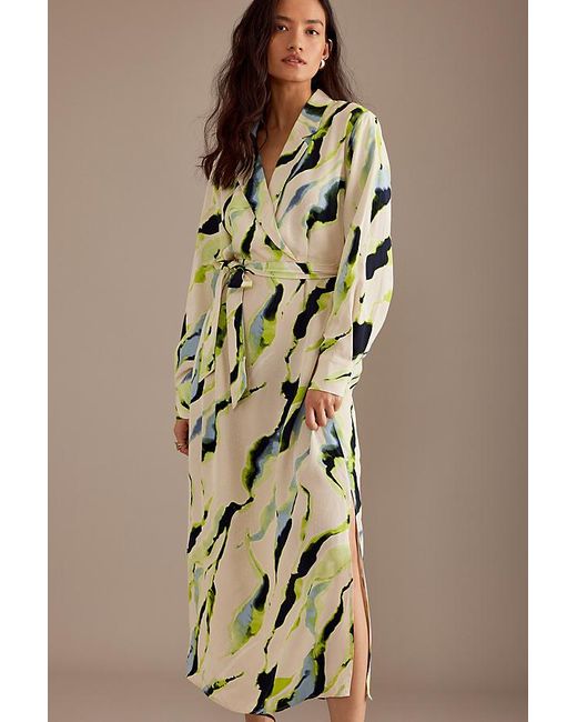 SELECTED Natural Lilian Wrap Midi Shirt Dress