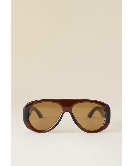 Le Specs Natural Dream Boat Oversized Aviator Sunglasses