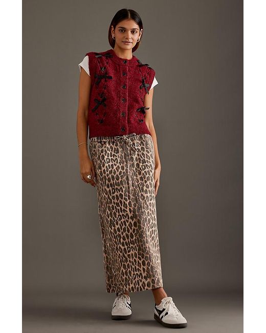 Damson Madder Brown Rafe Leopard Midi Skirt