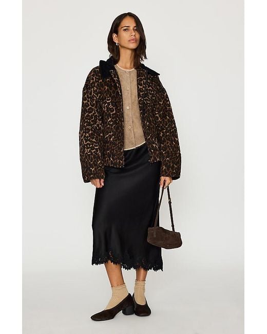By Anthropologie Blue Leopard Bomber Jacket