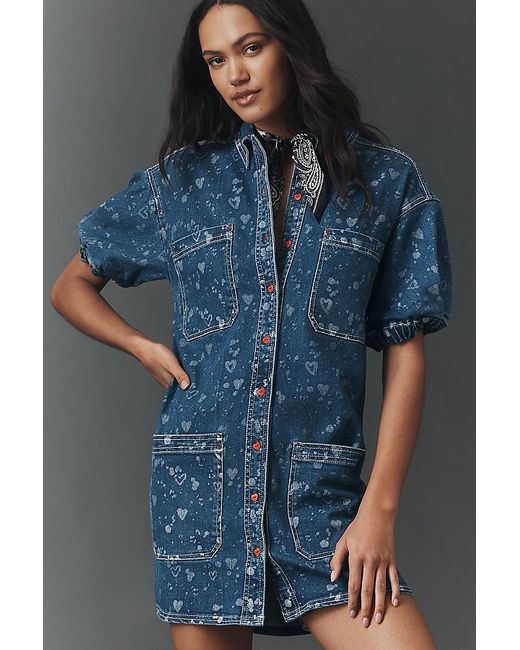 Pilcro Blue Denim Buttondown Shift Dress
