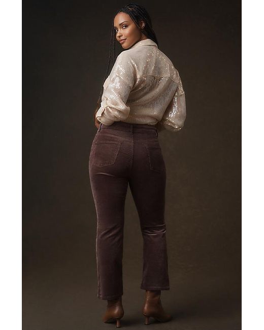Pilcro Gray The Yaya Mid-Rise Corduroy Crop Flare Jeans By