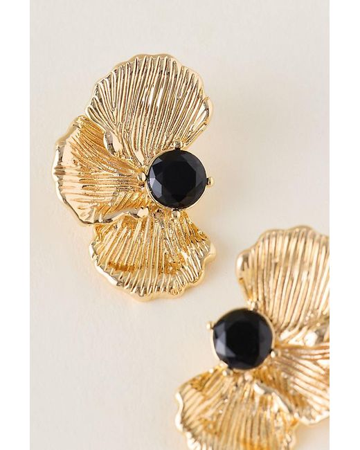 By Anthropologie Metallic Plated Floral Molten Stud Earrings