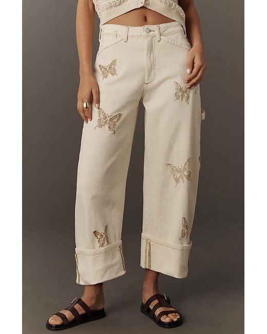 Pilcro Brown The Kayden Butterfly High-Rise Barrel Jeans By