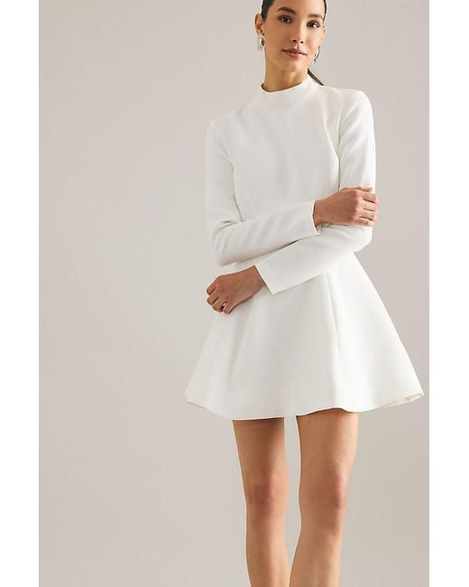Bardot Natural Zephyra High-Neck Long-Sleeve Mini Dress