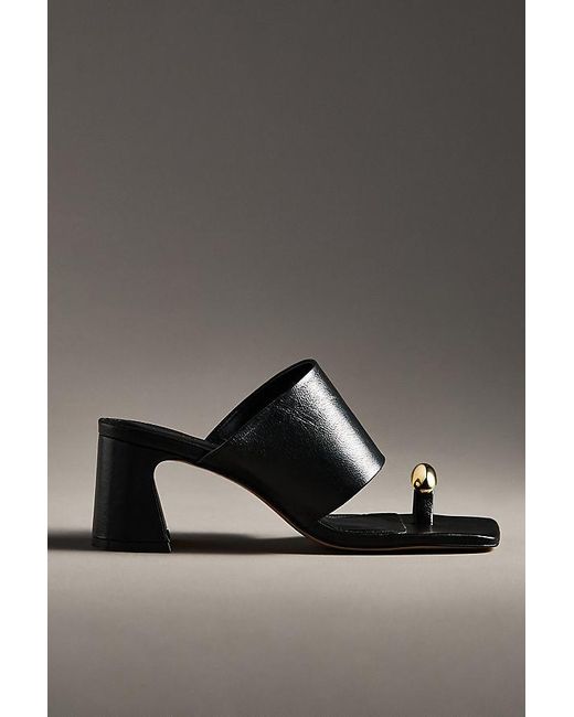 By Anthropologie Gray Toe-Ring Block-Heel Mules