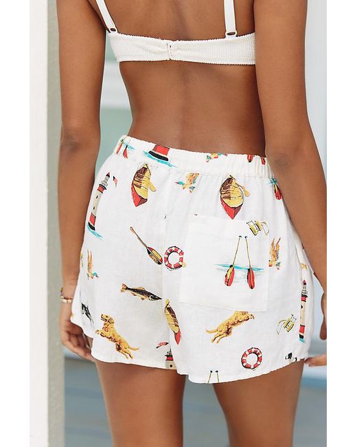 By Anthropologie Gray Linen Pull-On Shorts