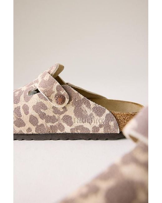 Birkenstock Natural Boston Leopard Clogs