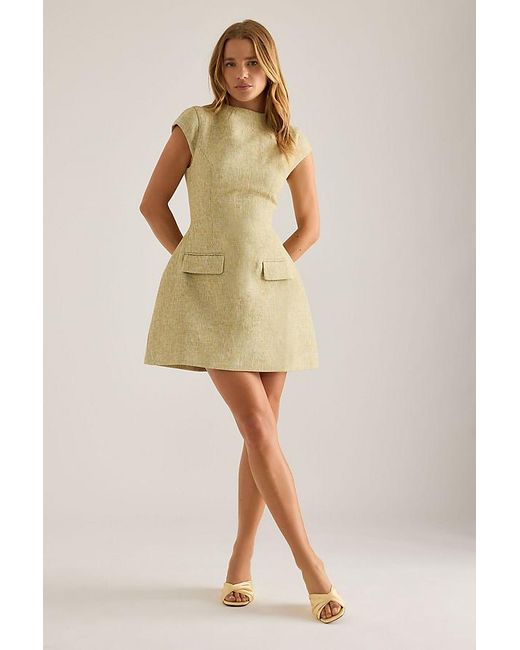 Odd Muse Natural Tweed Cap-Sleeve Mini Dress
