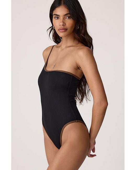 Rhythm Black Lily Contrast One-Shoulder One-Piece Swimsuit