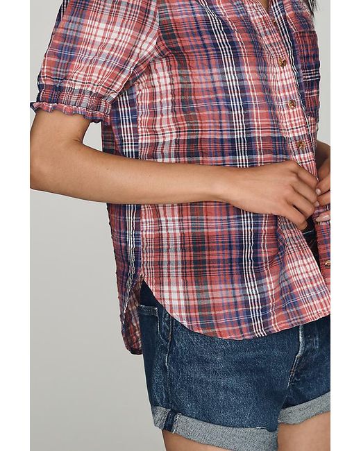 Pilcro Red Aly Puff-Sleeve Blouse