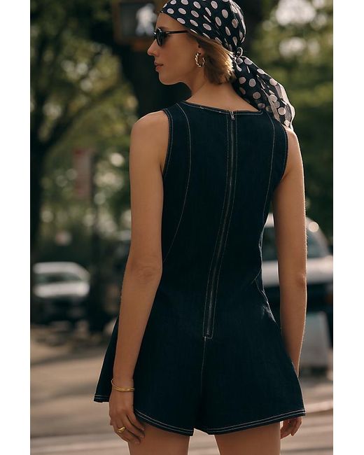 Maeve Green Sleeveless Denim Playsuit