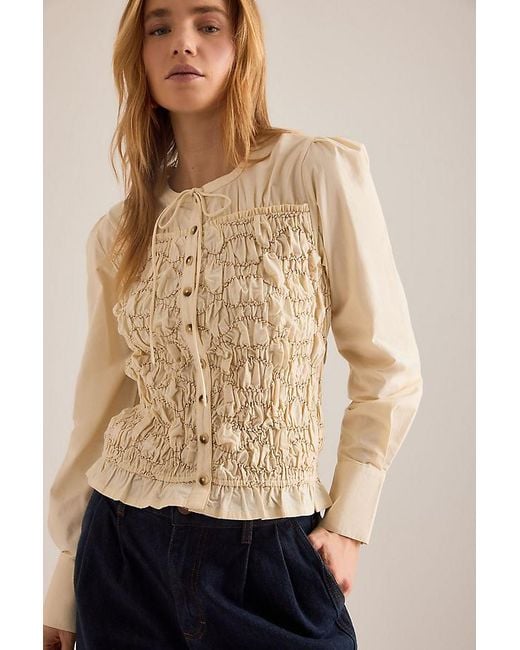 Damson Madder Blue Elliana Smocked Cardigan