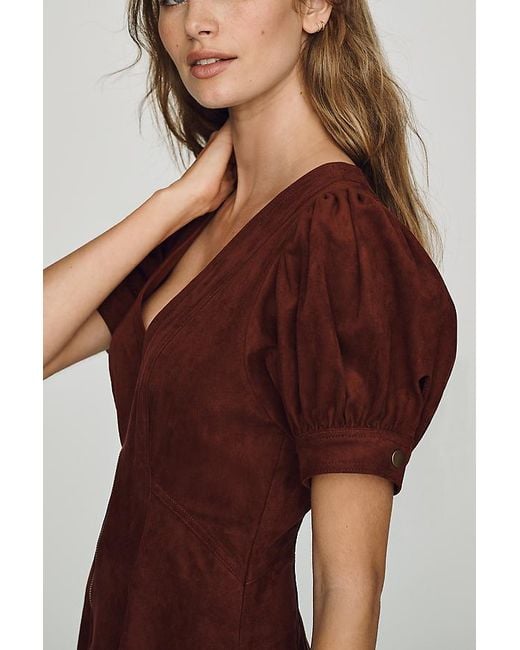 Pilcro Multicolor Zip-Front Faux-Suede Mini Dress