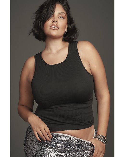 By Anthropologie Black The Reegan Seamless Ribbed Cropped Tank Top