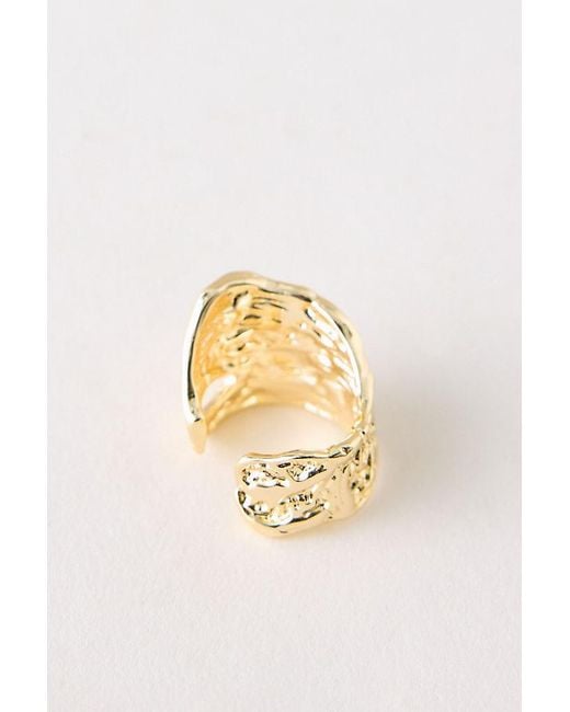 By Anthropologie Brown Plated Hammered Ring