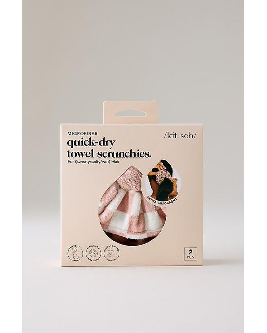 Kitsch Pink Microfiber Quick-Dry Towel Scrunchies, Set Of 2