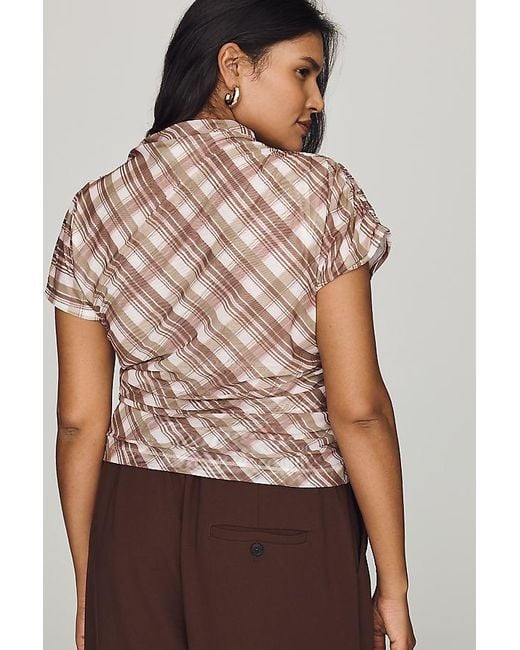 Maeve Multicolor Ruched Mock-Neck Top