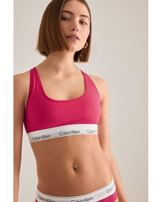 Calvin Klein Red Cotton-Modal Unlined Bralette