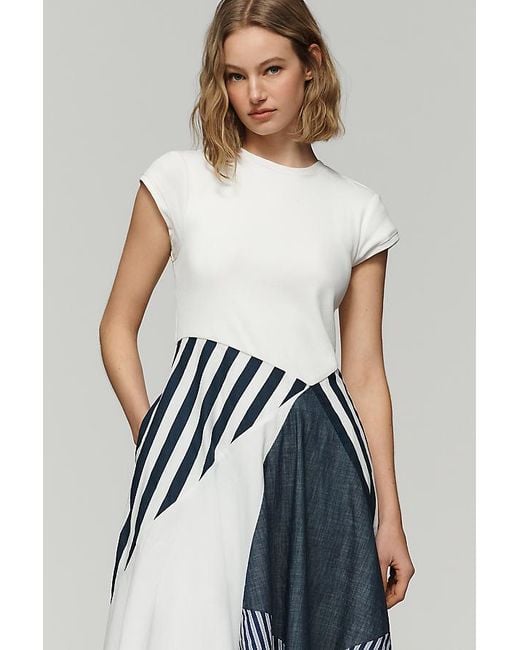 Maeve Multicolor Twofer Patchwork Midi Dress