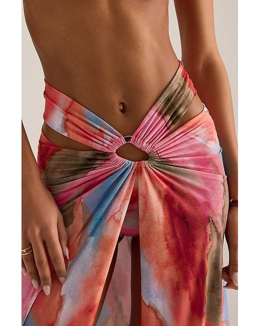 Sea Level Red Cabo Ring Cover-Up Skirt