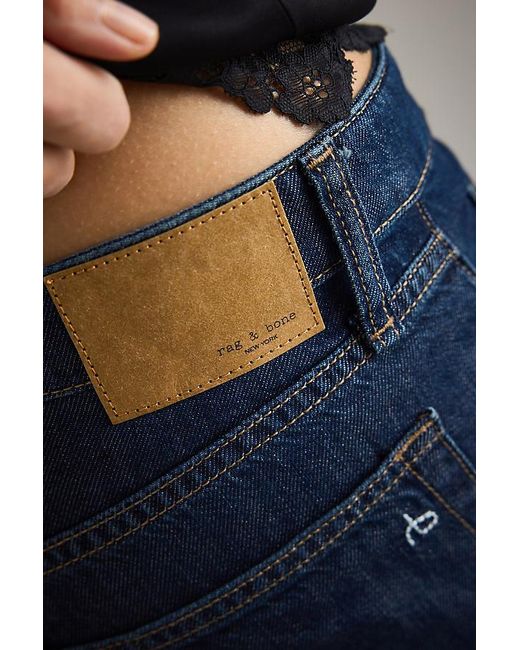 Rag & Bone Blue Logan Mid-Rise Wide-Leg Jeans
