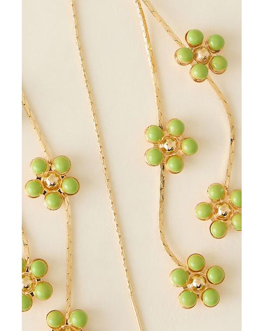 By Anthropologie Brown Plated Daisy Sparkle Threader Earrings