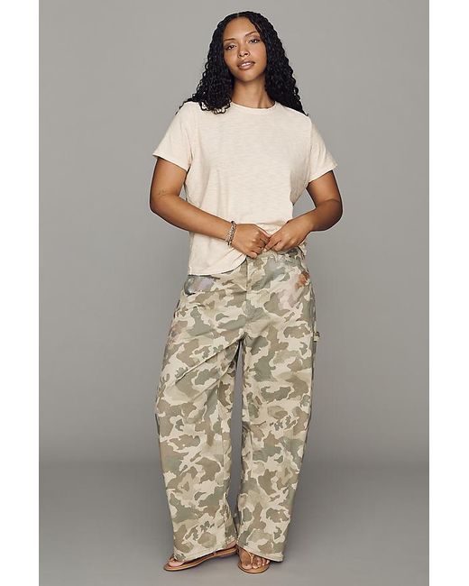 Pilcro Natural The Kayden High-Rise Camo Carpenter Barrel Trousers By