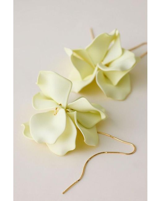 By Anthropologie Yellow Resin Flower Threader Earrings